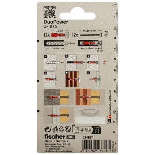 Fischer DuoPower kaiščiai 6x30 mm, 12 vnt image 3