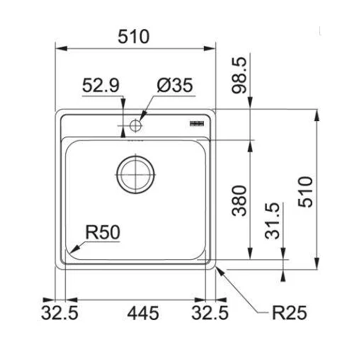 Franke Bell BCX 610-51 101.0622.893 51x51x20 cm image 2