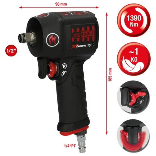KS Tools MONSTERmini pneumatinis smūginis veržliasukis 1/2" 1390 Nm image 2