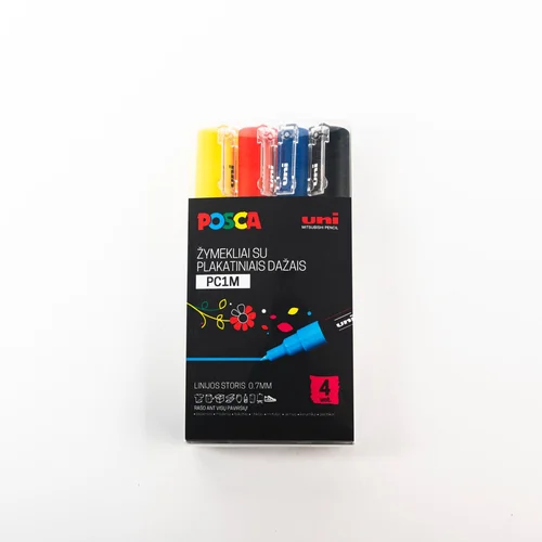 POSCA PC-1M Markerių rinkinys 4 vnt. image 1