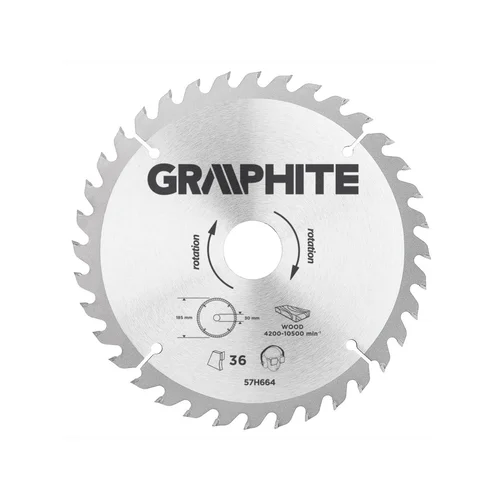 GRAPHITE Pjovimo diskas 185x30 mm 36 dantų image 1