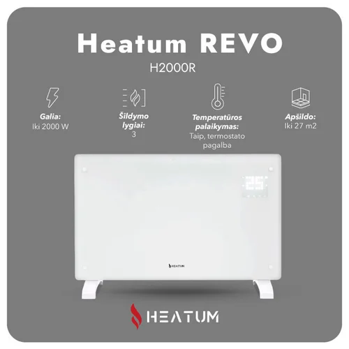 Heatum REVO H2000R Baltas Konvekcinis šildytuvas image 3