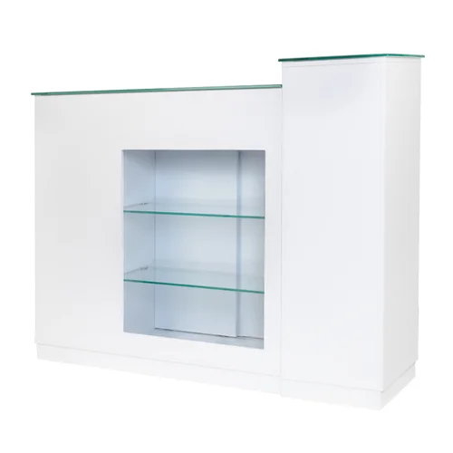GABBIANO Q-0333 baltas registratūros stalas su vitrina image 1