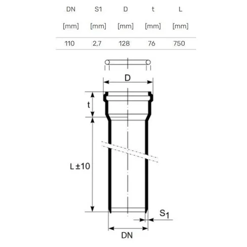 Magnaplast HTplus vidaus kanalizacijos vamzdis Ø 110 mm, 0,75 m image 3