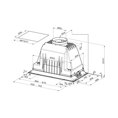 Faber HOOD INKA PLUS HC X 305.0602.047, 52 cm plotis image 2
