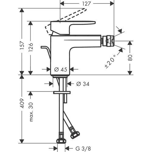 Hansgrohe Vernis Blend 71218670 Bide maišytuvas Juoda image 2