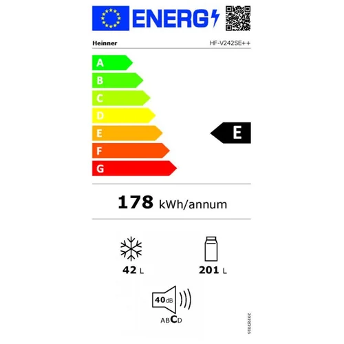 HEINNER HF-V242SE++ dviejų durų šaldytuvas image 3