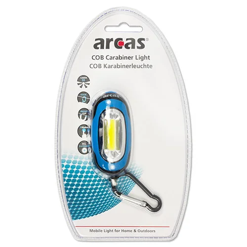 ARCAS Mini žibintuvėlis su karabinu, COB LED, 2xCR2032 image 1