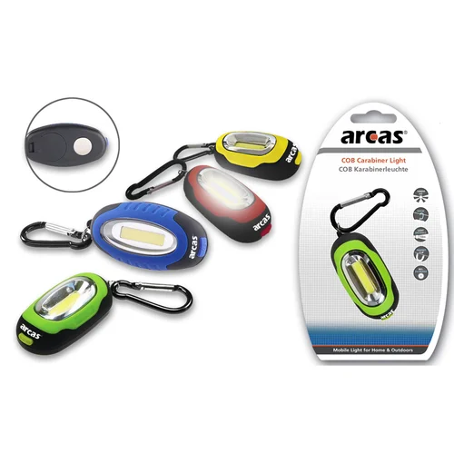 ARCAS Mini žibintuvėlis su karabinu, COB LED, 2xCR2032 image 2