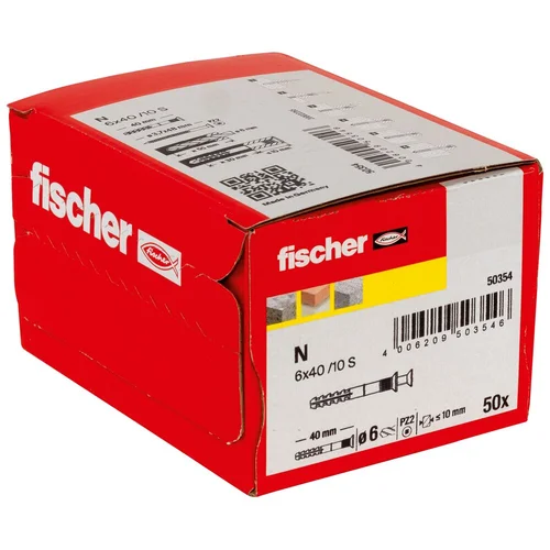 Fischer Kalamas kaištis N S 6x40/15 mm, Fischer 50 vnt. image 2