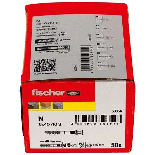 Fischer Kalamas kaištis N S 6x40/15 mm, Fischer 50 vnt. image 3