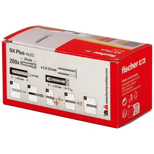 Fischer Universalus kaištis SX Plus 4x20 mm, 200 vnt. image 3