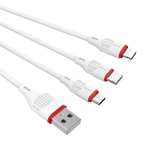 Borofone BX17 3in1 microUSB-Lightning-Type-C Baltas image 2