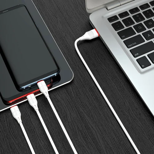Borofone BX17 3in1 microUSB-Lightning-Type-C Baltas image 3