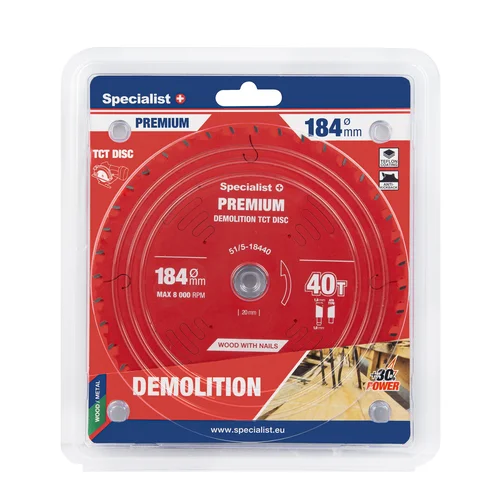 Specialist+ Pjovimo diskas 184x40T 20/16 mm Demolition PREMIUM image 1