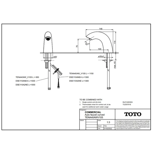 TOTO TENA40AWV105 sensorinis praustuvo maišytuvas Chromo image 2
