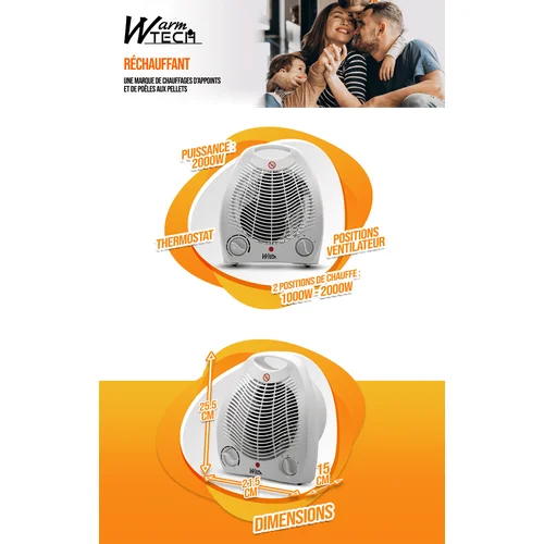 Warm Tech elektrinis šildytuvas, 2000 W image 2