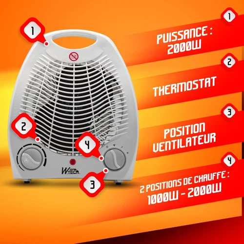 Warm Tech elektrinis šildytuvas, 2000 W image 3