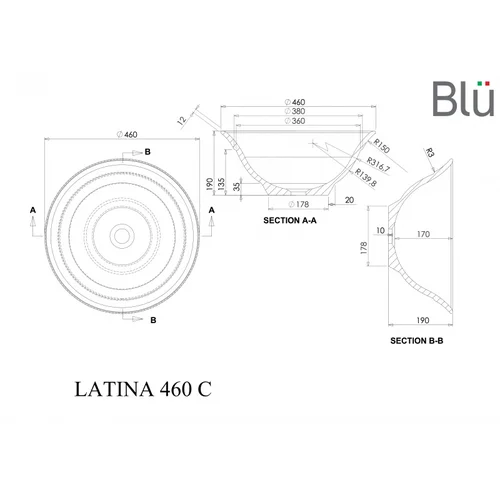 BLU LATINA 460 pastatomas praustuvas, akmens masės image 2