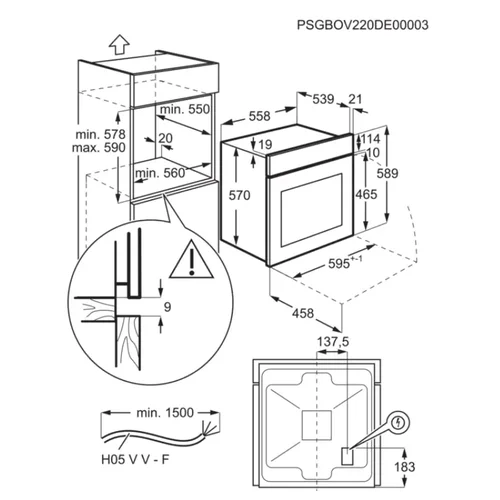 Įmontuojama orkaitė Electrolux EOF5H50BX 60 cm plotis image 3