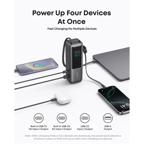 Anker A1695H11 Nešiojamas įkroviklis, 25000 mAh, 100W, Pilka image 3