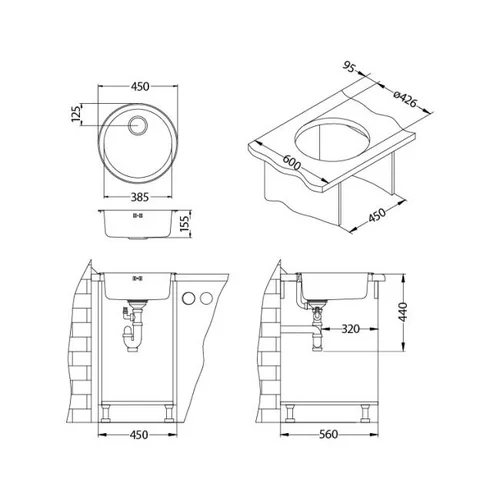 Alveus Form 10 plautuvė, lininis paviršius, 450x155 mm image 2