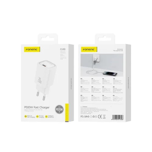 Foneng EU69 20W USB-C Įkroviklis Baltas image 2