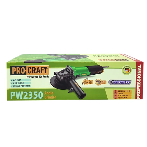 ProCraft PW2350 1300 W 125 mm kampinis šlifuoklis image 2