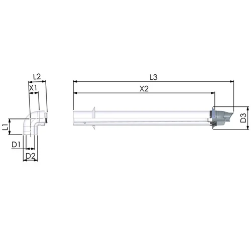 Cox Geelan Econext 60/100 PVC/Alu dūmtraukis su alkūne image 2