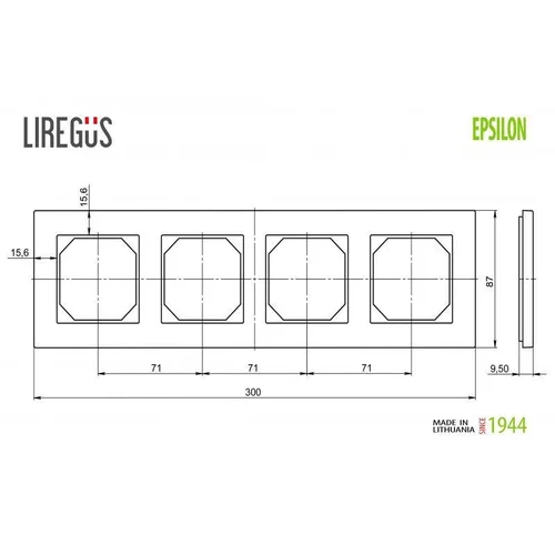 Keturvietis rėmelis LIREGUS EPSILON, baltas matinis stiklas image 2
