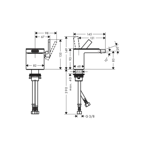 Hansgrohe Axor MyEdition bidė maišytuvas Chromo/juodo stiklo image 2