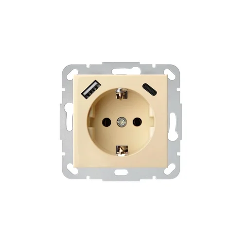 Liregus Epsilon IUK-3-01.E/S kištukinis lizdas USB A+C Smėlio image 1