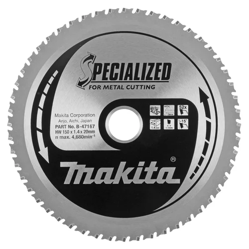 SPECIALIZED Pjovimo diskas 150X1.4X20mm -15° T52 Makita B-47167 image 1