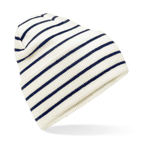 Beechfield B39R Dryžuota kepurė, Vieno dydžio, Soft White/French Navy image 3
