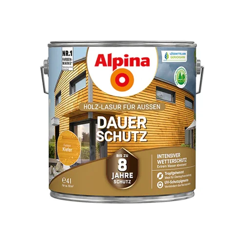 ALPINA Dauer Schutz Medienos impregnantas, 4 L, Pušies spalva image 1