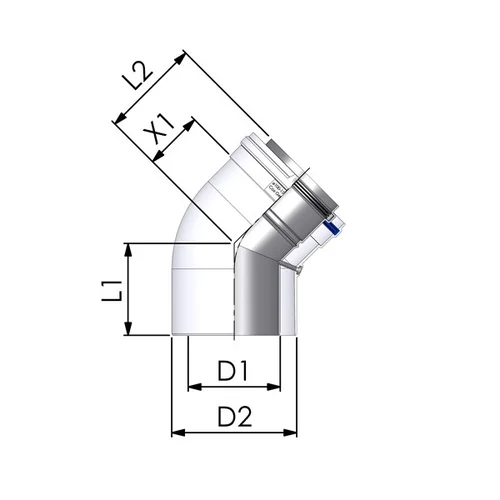 Cox Geelen CoxDENS PP/Alu dviguba kamino alkūnė 80/125, 45° image 2