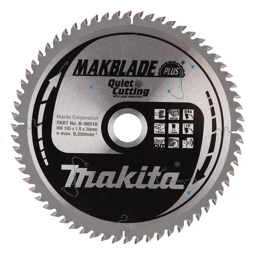 Makita B-56518 MAKBLADE PLUS T.C.T. pjūklas 165×1.9×20 mm, 10° image 1