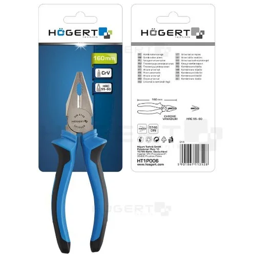 HOEGERT HT1P006 universalios replės CV 160 mm DIN5746 image 2