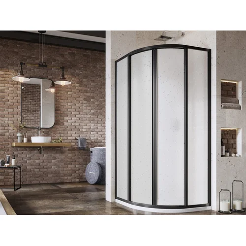 SKCP4 90x90 Pusapvalė dušo kabina Juoda Pearl image 1