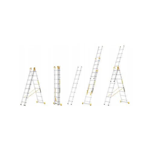 FORTE aliuminės kopėčios, dvipusės, 3 dalių, 3x8 pakopų, 242–525 cm image 1