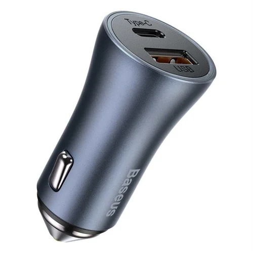 Baseus Automobilinis įkroviklis USB-C ir USB 3.0, 40 W, Pilka image 1
