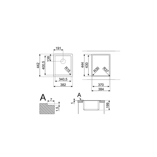 Smeg VFU34SFR Virtuvės plautuvė, trigubo montavimo galimybė image 3
