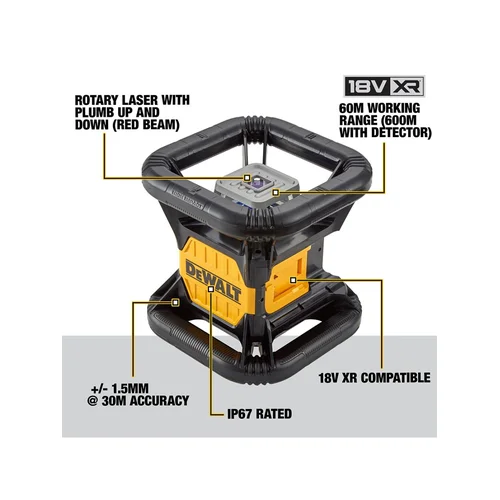 DeWALT DCE079D1R-QW Rotacinis lazerinis niveliatorius, raudonas, 2 Ah baterija image 1