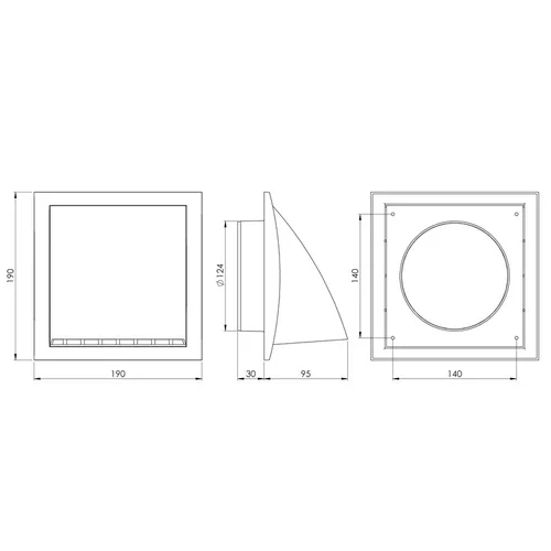 EUROPLAST ND12FVP Išorinės ventiliacijos grotelės 190×190 mm Pilka image 2