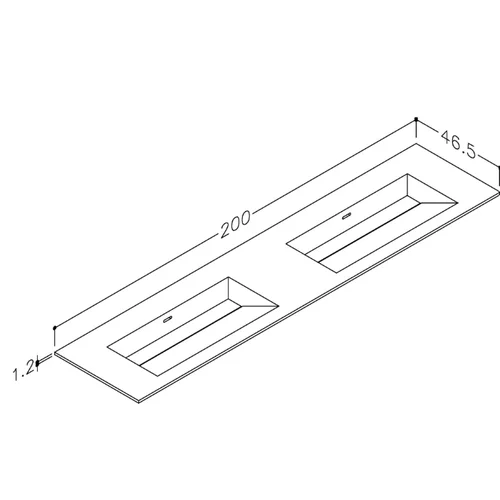 Dvigubas praustuvas Kame CORIAN CN2014618-D-BS, 200 cm, balta matinė image 2