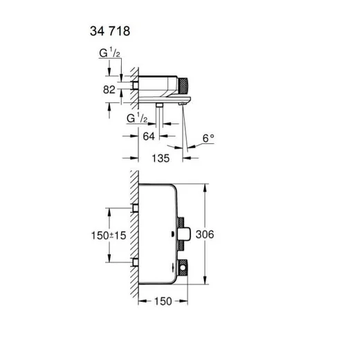 Grohe Grohtherm Smartcontrol 34718000 termostatinis dušo/vonios maišytuvas Chromo image 2