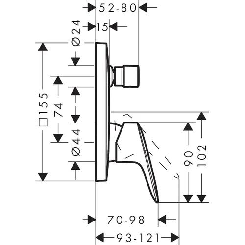 Hansgrohe Logis potinkinis vonios maišytuvas Juoda matinė 71407670 image 3
