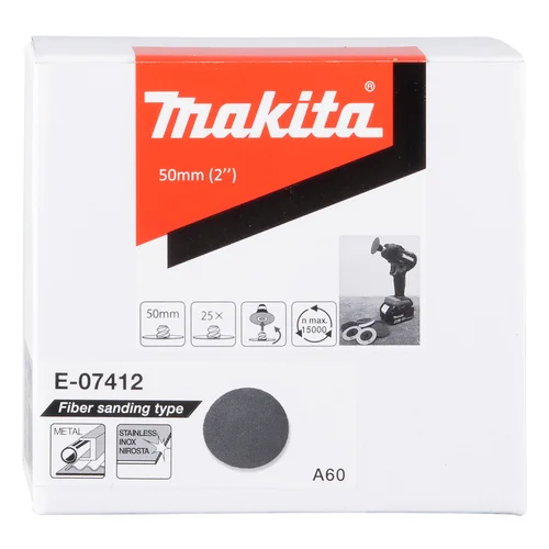 Makita E-07412 fibro šlifavimo diskas, 50 mm, A60, 25 vnt./komplektas image 2