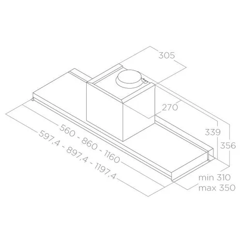 Elica LEVER IX/A/116 Įmontuojamas gartraukis, 120 cm image 2