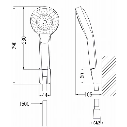 MEXEN Royo R05 Vonios maišytuvas su dušo komplektu 7223R05-20 image 3